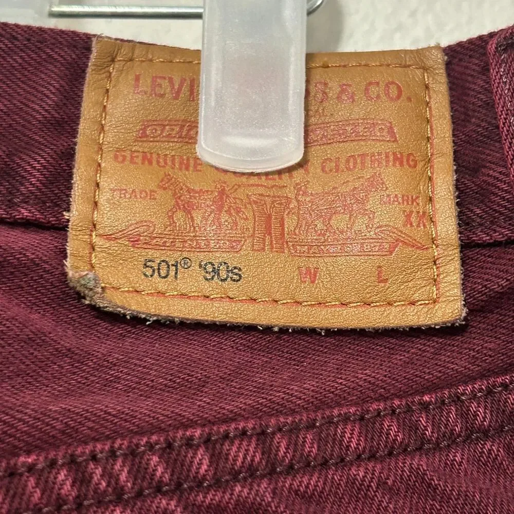 Levi's 501 Mens Jeans 32x30 Burgundy Denim  A1959-0049 Used 90's style